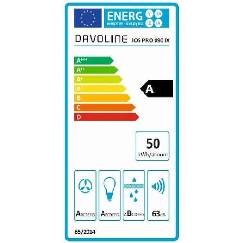 ΑΠΟΡΡΟΦΗΤΗΡΑΣ ΕΝΤΟΙΧΙΖΟΜΕΝΟΣ ΣΥΡΟΜΕΝΟΣ DAVOLINE IOS ULTRA 90 IX (90CM / C / INOX / 632m³/h)